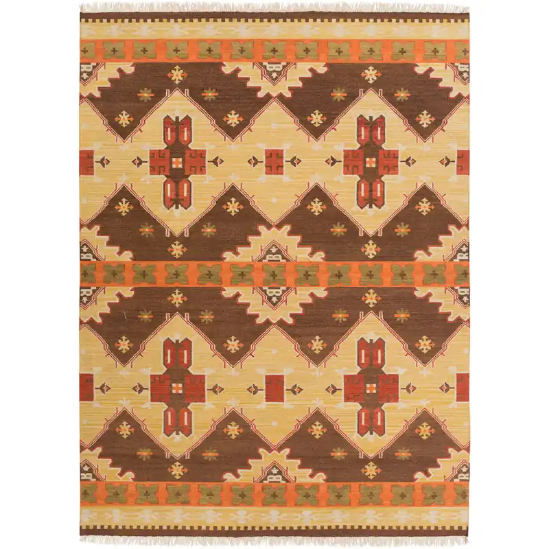 Discount Jewel Tone II 132 X 96 inch Dark Brown, Burnt Orange, Tan Rug