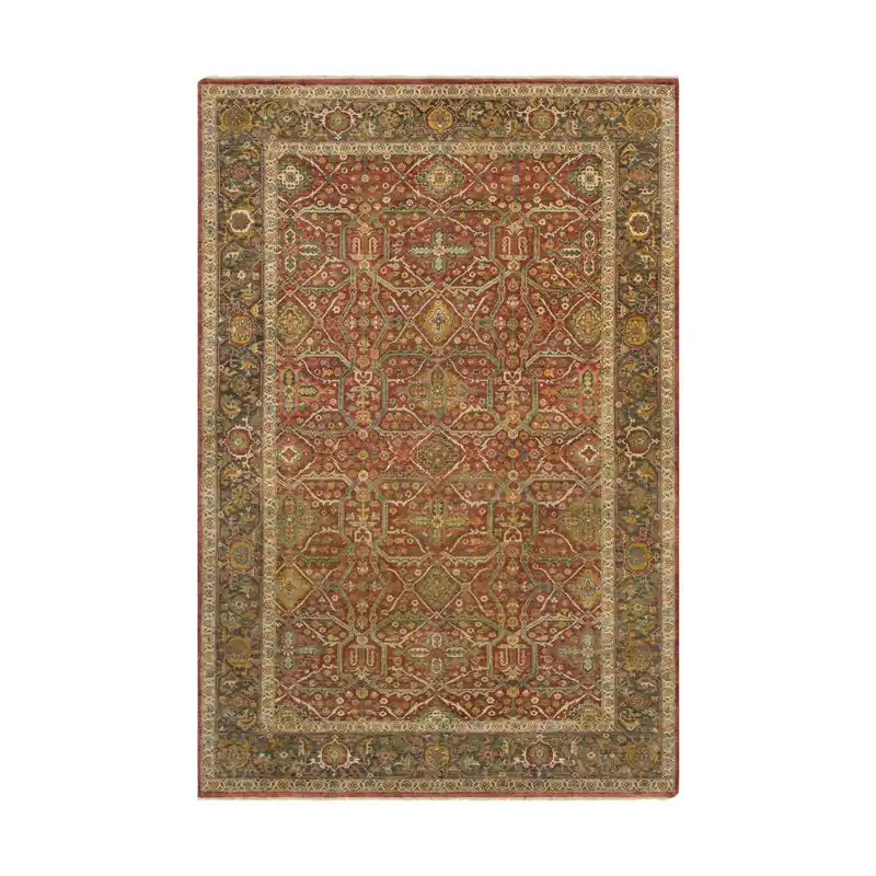 Fan Favorite Pazyryk 36 X 24 inch Clay/Dark Brown/Butter/Lime/Sky Blue Rugs, Wool and Cotton