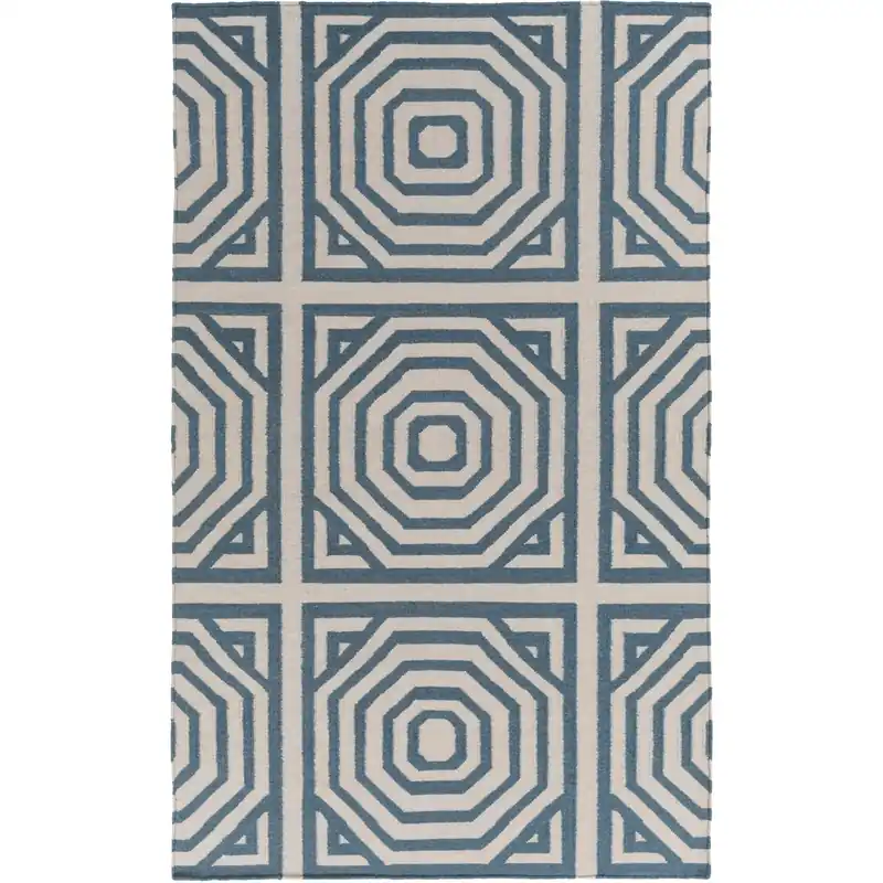 Rivington 72 X 48 inch Blue and Neutral Area Rug, Wool and Cotton Buy Today