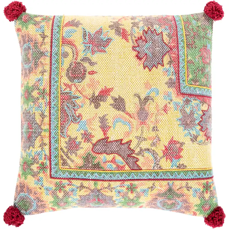Francesca 20 X 20 inch Beige/Bright Red/Moss/Dark Brown Pillow Kit, Square Authentic