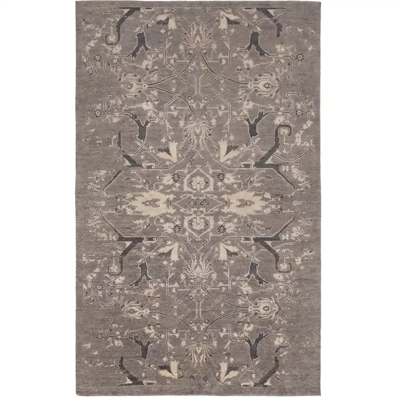 Opulent 72 X 48 inch Gray and Gray Area Rug, Wool, Cotton, and Viscose Deal