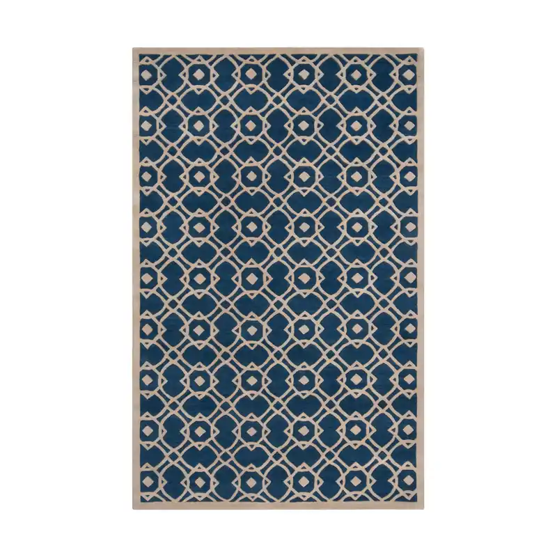 Premium Goa 156 X 108 inch Blue and Neutral Area Rug, Wool