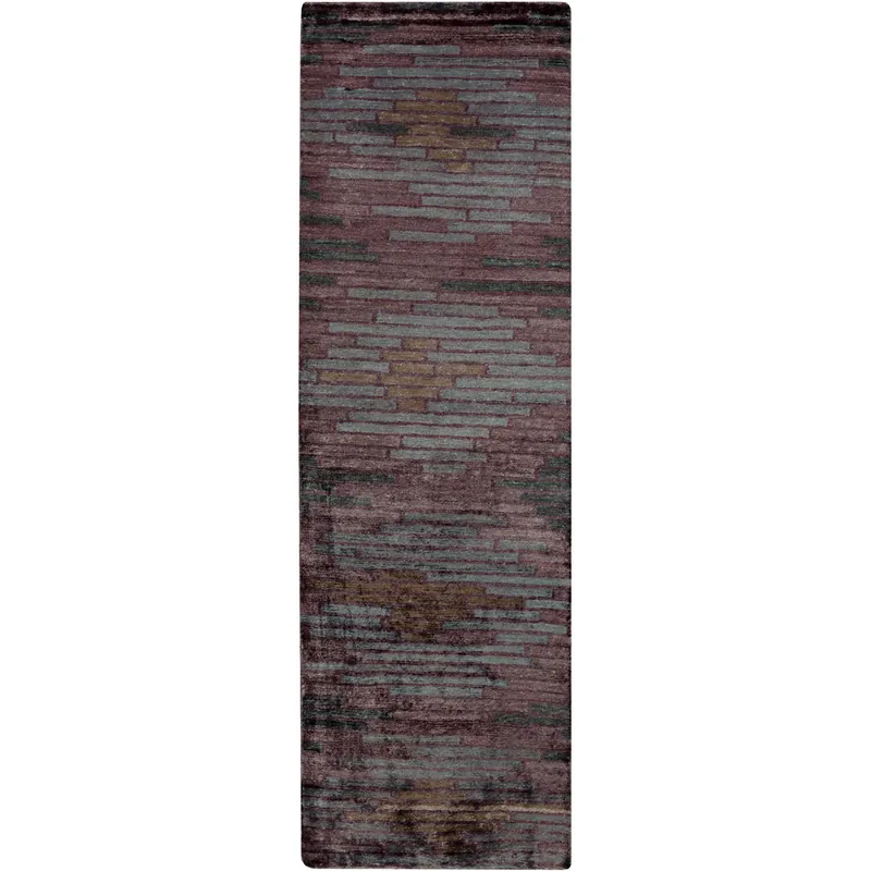 Coolbaugh 96 X 30 inch Eggplant/Mauve/Dark Green/Medium Gray/Tan Rugs, Viscose Money Back Guarantee