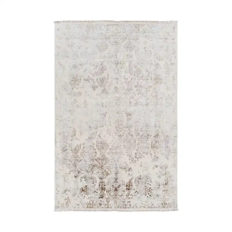 Kalvin 36 X 24 inch Dark Brown/Khaki/Ivory Rugs, Wool, Viscose, and Cotton Low Price