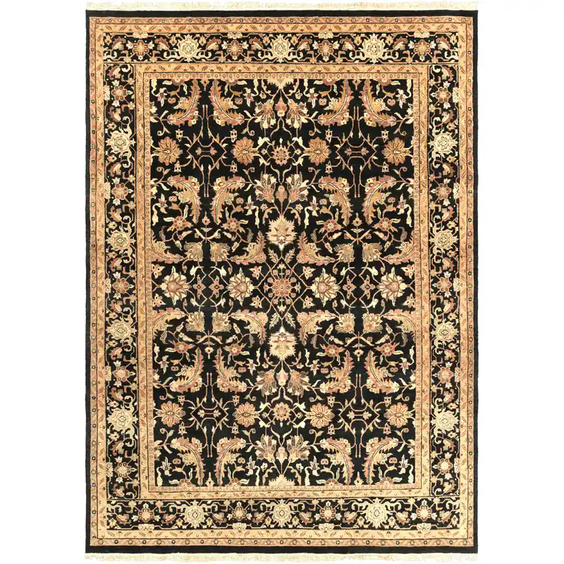 Best Seller Taj Mahal 138 X 102 inch Black and Yellow Area Rug, Wool