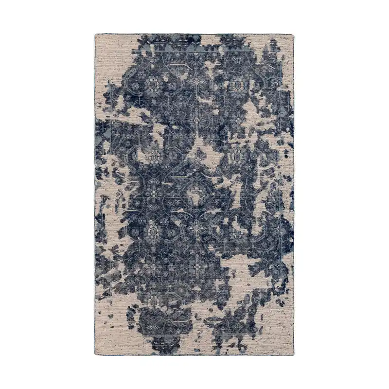 Vevina 108 X 72 inch Medium Gray/Navy/Cream Rugs, Wool Same Day Shipping