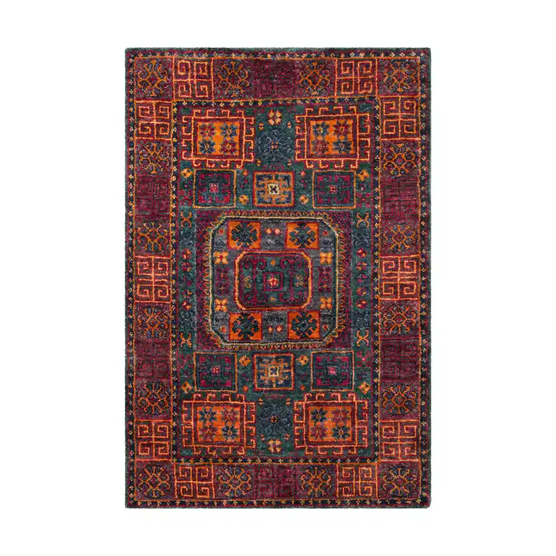 New Arrival Dolores 96 X 60 inch Dark Green/Dark Red/Saffron/Burnt Orange/Navy Rugs, Rectangle