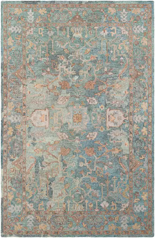 Classic Nouveau 90 X 60 inch Aqua Rug in 5 x 8, Rectangle In Demand