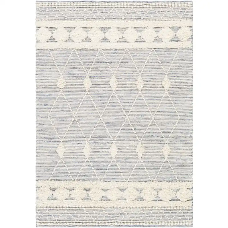 Time-Limited Handira 108 X 72 inch Blue/Navy/White/Cream Handmade Rug in 6 x 9, Rectangle