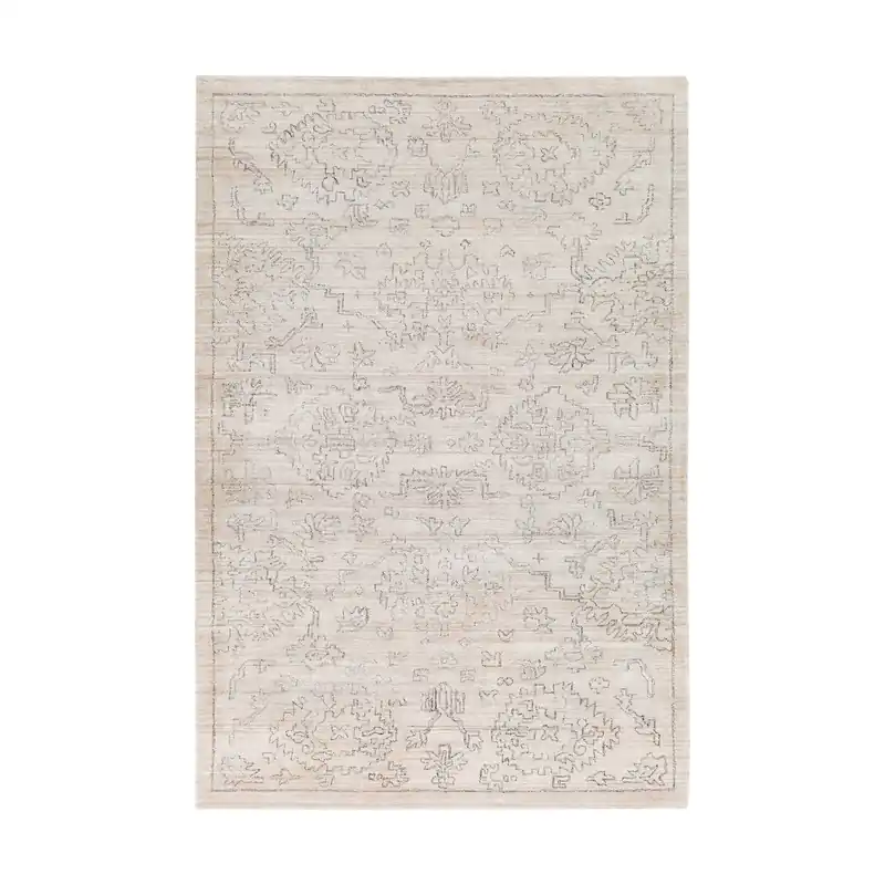 Viral Estelle 72 X 48 inch Beige/Charcoal Rugs, Bamboo Silk and Cotton