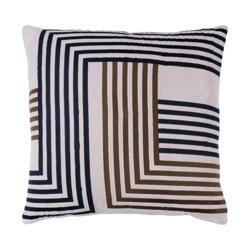 Money Back Guarantee Intermezzo 18 X 18 inch Light Gray and Dark Brown Throw Pillow