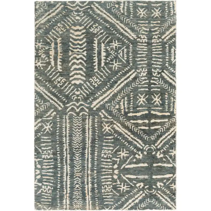 While Supplies Last Mandela 72 X 48 inch Blue and Neutral Area Rug, Jute