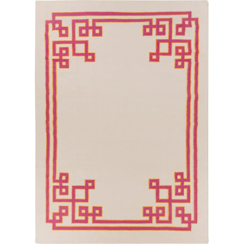 No Minimum Order Alameda 132 X 96 inch Fuchsia, Khaki, Bright Orange Rug