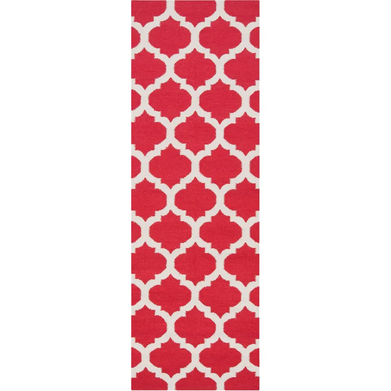 Warranty Included Frontier 96 X 30 inch Red and Neutral Runner, Wool