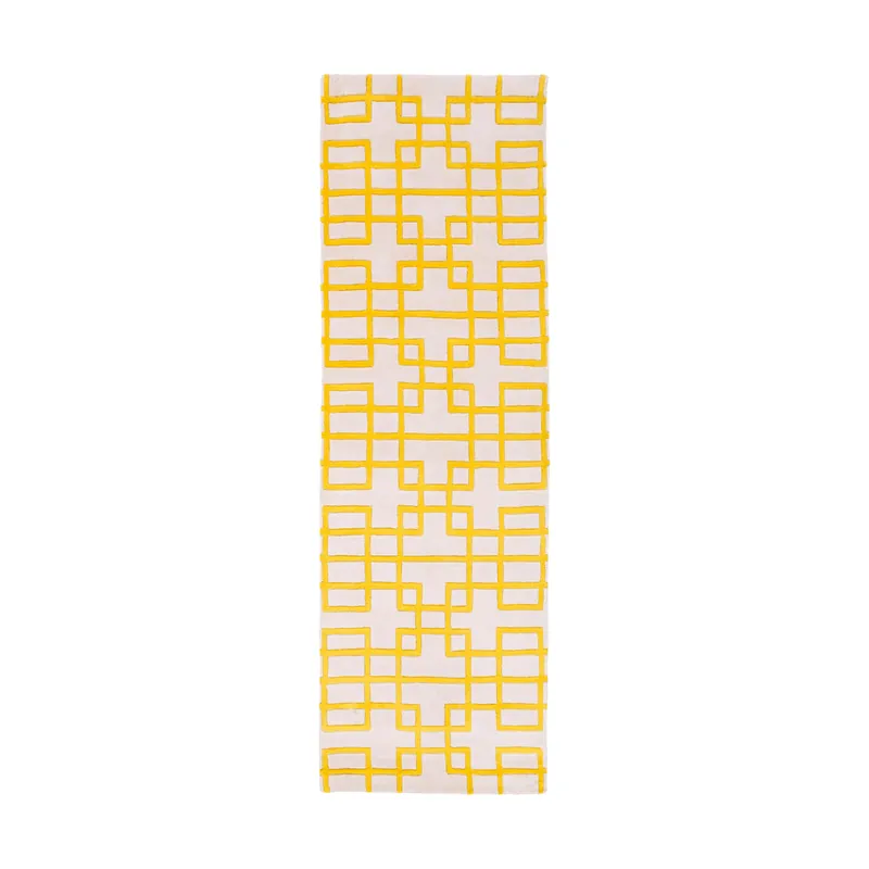 Clearance Goa 96 X 30 inch Yellow and Neutral Runner, Wool