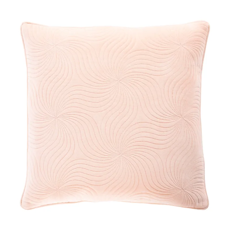 Modern Quilted Cotton Velvet 22 X 22 inch Peach Pillow Kit, Square