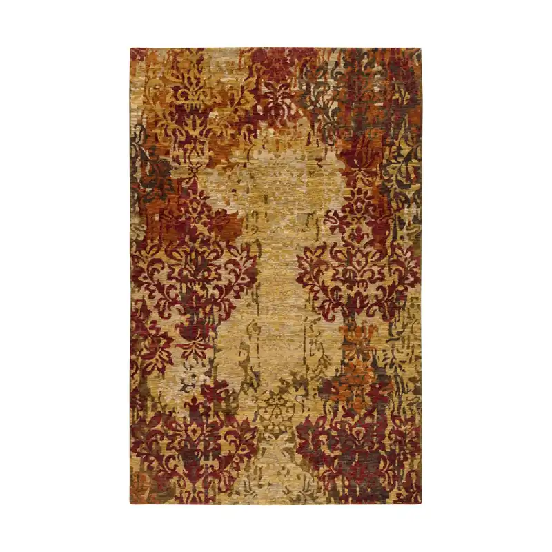 Brocade 96 X 60 inch Neutral and Yellow Area Rug, Wool Today Only