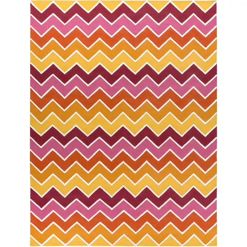 Blox 132 X 96 inch Mustard, Bright Pink, Burnt Orange, Garnet, Ivory Rug Affordable