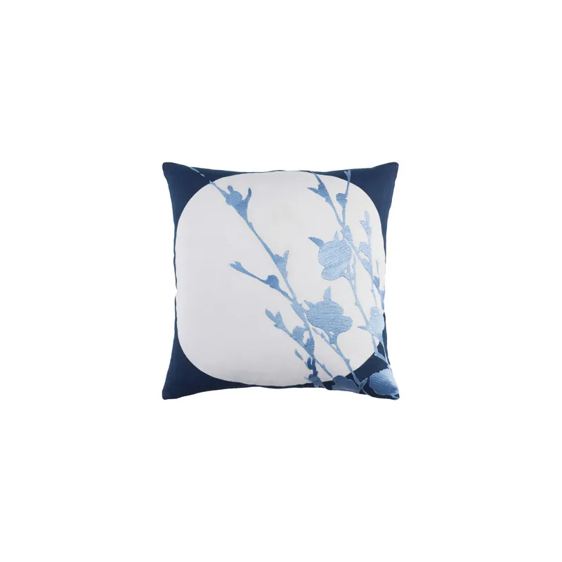 Fast Shipping Harvest Moon 20 X 20 inch Navy and Pale Blue Throw Pillow