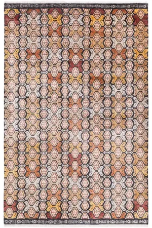 Zambia 72 X 48 inch Cream/Dark Brown/Mustard/Burnt Orange/Brick/Black Rugs, Bamboo Silk and Wool Warranty Included