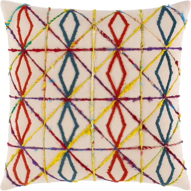 Special Offer Callie 22 X 22 inch Burnt Orange/Butter/Bright Blue/Saffron/Dark Red Pillow Kit, Square