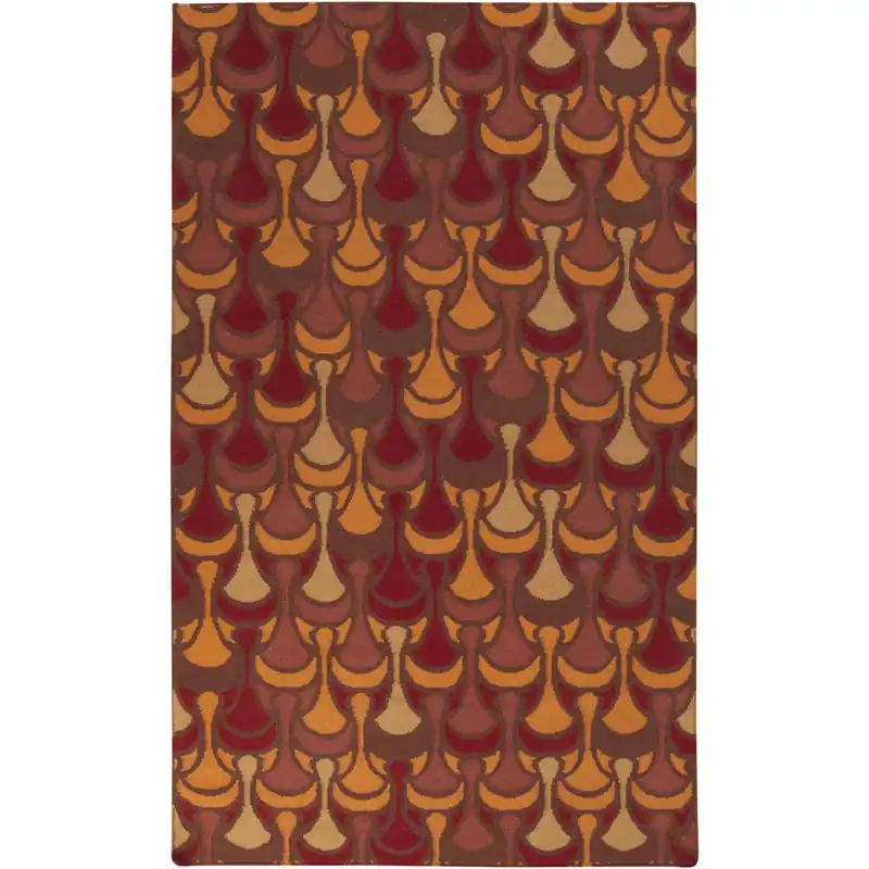 Voyages 36 X 24 inch Dark Red, Bright Orange, Dark Brown Rug Direct From Factory