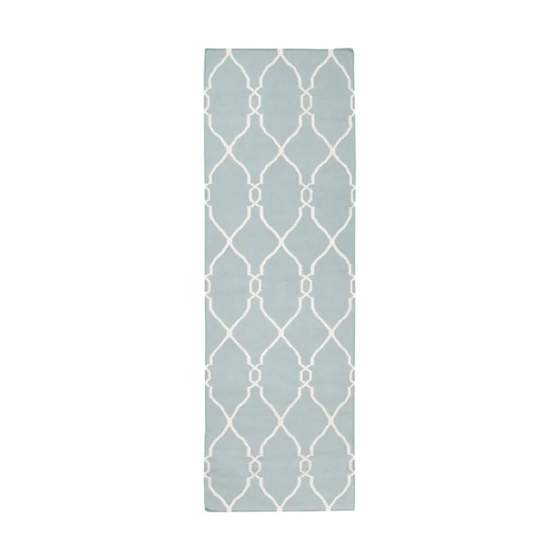 Fallon 96 X 30 inch Blue and Neutral Runner, Wool Best Choice