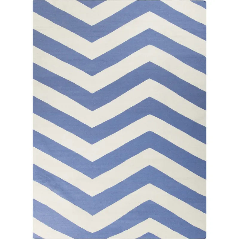 Frontier 132 X 96 inch White, Bright Blue Rug Crafted