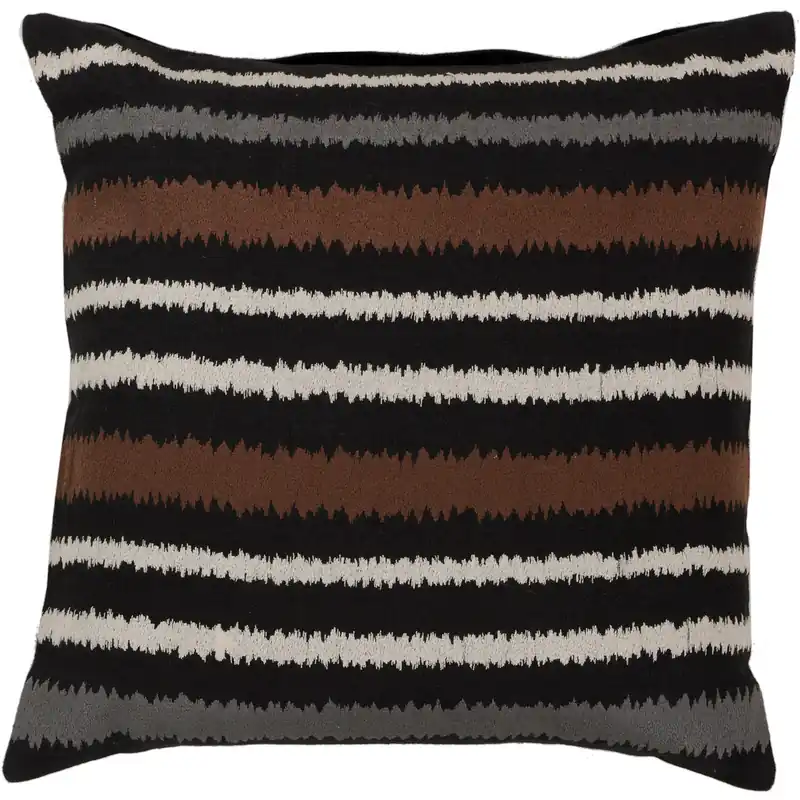 Ikat Stripe 22 inch Black, Dark Brown, Cream, Medium Gray Pillow Kit While Supplies Last