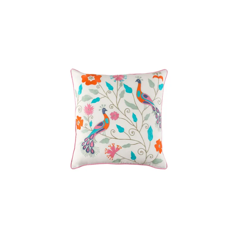 Mayura 20 X 20 inch Cream and Bright Pink Throw Pillow Mega Sale