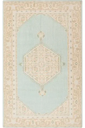 Zahra 102 X 66 inch Sage/Tan/Beige/Dark Green/Medium Gray Rugs, Wool Premium