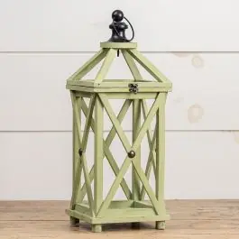 Chic Cottage Crossbar Candle Lantern Green Authentic