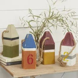 Wood Buoy With Rope Set of 4 Seasonal Sale
