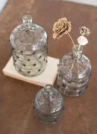 Wire Wrapped Glass Jug Set of 3 Fresh Stock