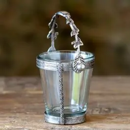 Glass With Metal Votive Holder Seasonal Sale