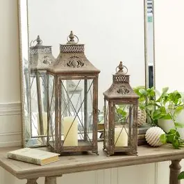 Premium Contemporary Farmhouse Candle Lantern Set of 2