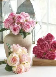7 Stem Blushing Rose Bundle Set of 3 Wholesale