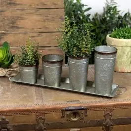 Galvanized 4 Bucket Tray Planter Time-Limited