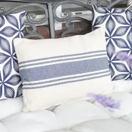 Cotton Canvas Pillow With Blue Stripes Fan Favorite