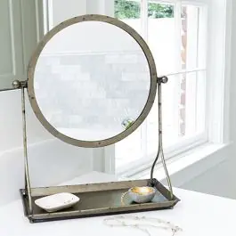 Holiday Sale Metal Framed Mirror On Stand With Tray