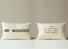 NO WORRIES Cotton Throw Pillow Cheap