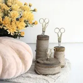 Money Back Guarantee Wooden Spools of Jute Paired With Scissors Set of 3