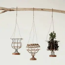 Hanging Mini Wire Urn Planter Set of 3 Free Shipping