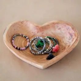 Fan Favorite Decorative Wood Heart Shaped Bowl