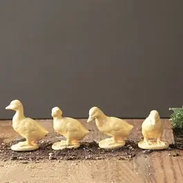 Certified Yellow Ceramic Duck Figurines Set of 4