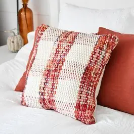 Woven Plaid Farmhouse Throw Pillow New Arrival