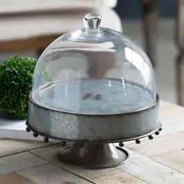 Mega Sale Metal Plate Pedestal with Glass Dome