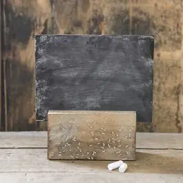 Secure Checkout Metal Chalkboard With A Wood Holder