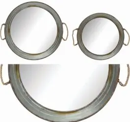 Best Price HUGE Round Mirrored Trays Set of 2