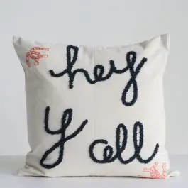 Hey Y'all Embroidered Throw Pillow Fresh Stock
